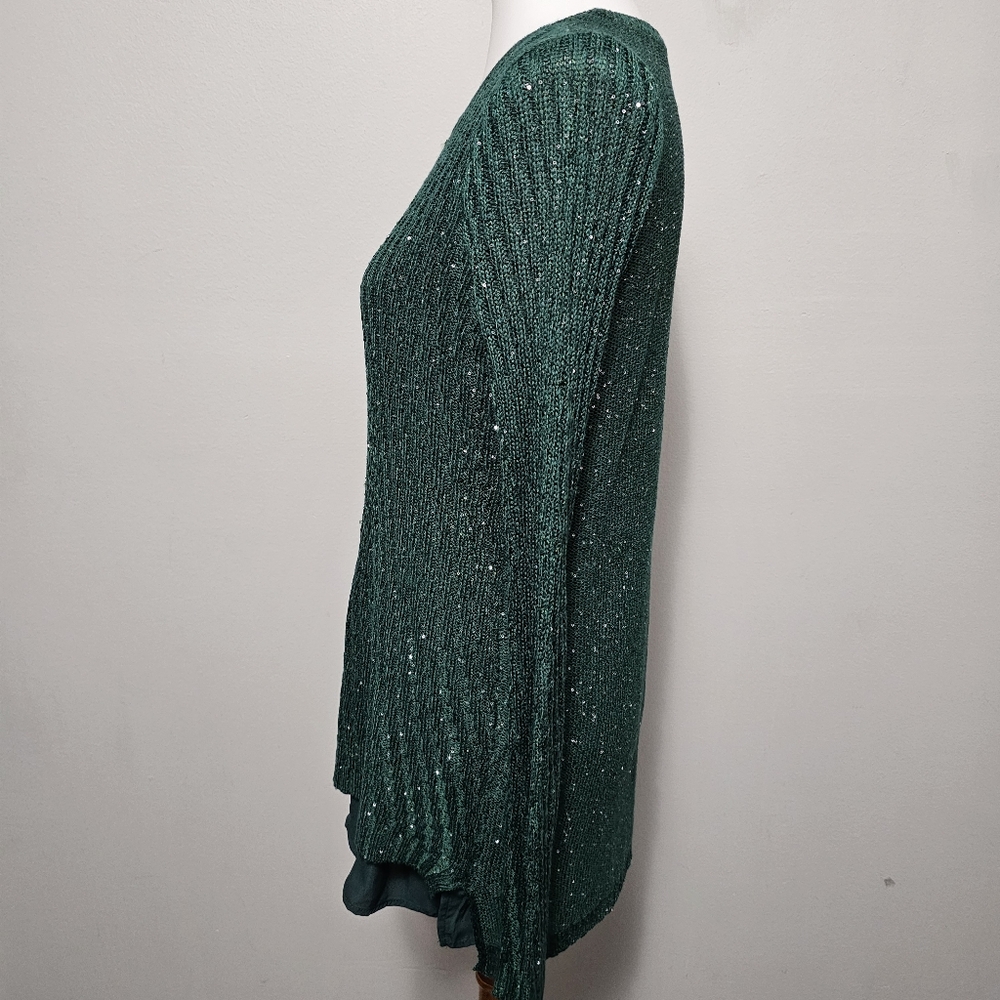 Apt. 9 Knight Green Step Hem Sequin Tunic Size La… - image 5